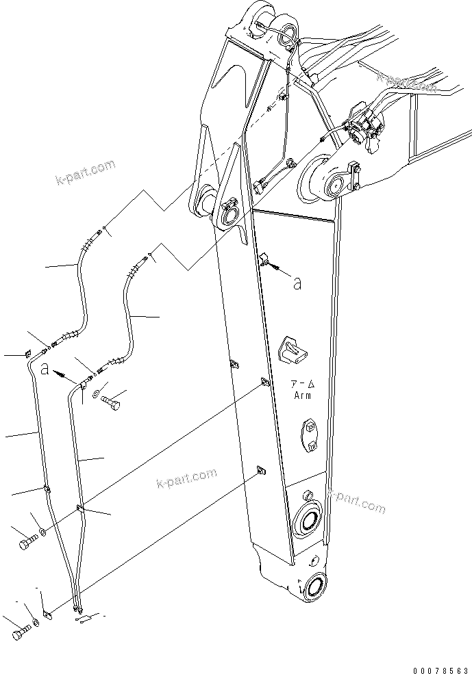 Komatsu parts book diagram for PC450LCHD-8 S/N K50001-UP: QUICK COUPLER LINE (FOR 3.4M ARM)