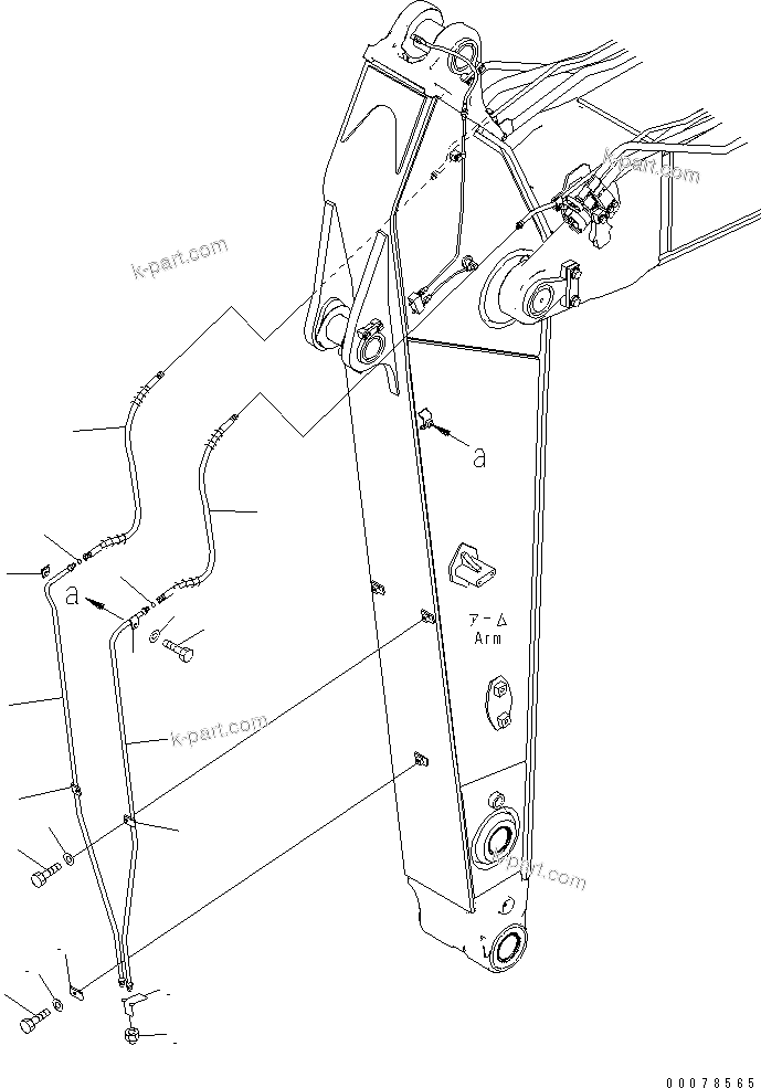 Komatsu parts book diagram for PC450LCHD-8 S/N K50001-UP: QUICK COUPLER LINE (FOR 3.4M ARM) (2 ATTACHMENT)