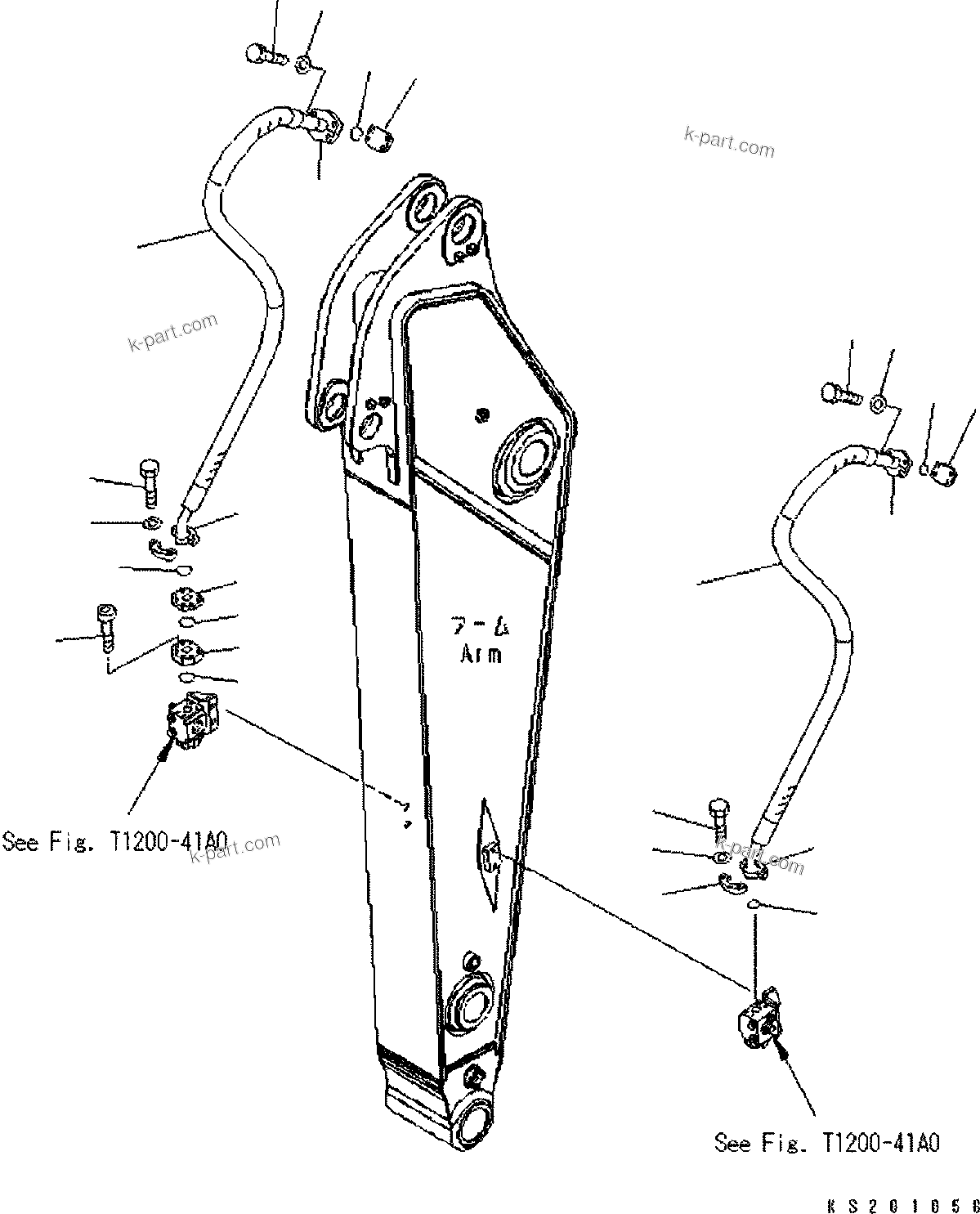 Komatsu parts book diagram for PC450LCHD-8 S/N K50001-UP: ARM (1 ATTACHMENT PIPING) (FOR 2.4M ARM)