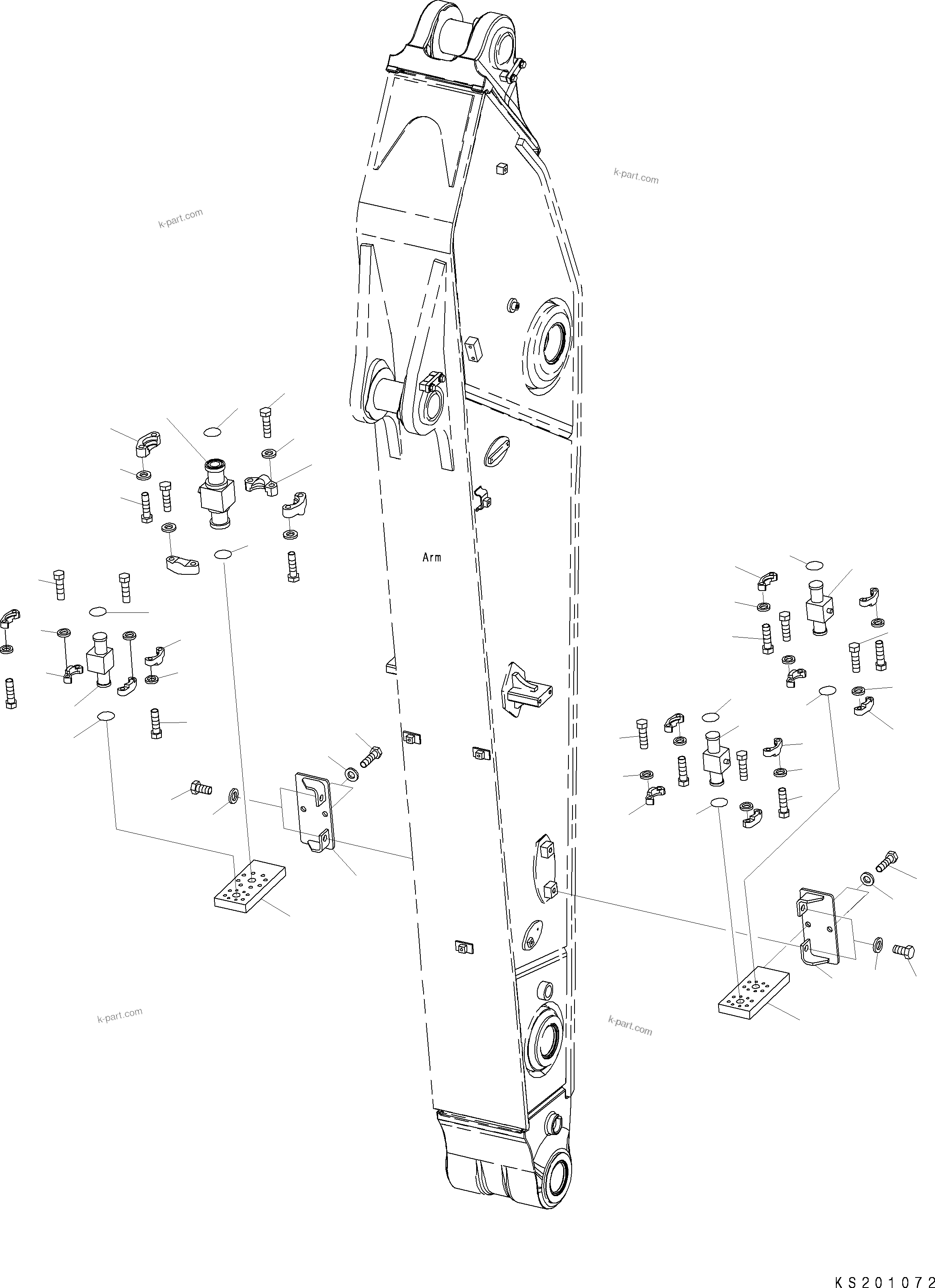 Komatsu parts book diagram for PC450LCHD-8 S/N K50001-UP: ARM (2 ATTACHMENT PIPING) (2/2) (FOR 3.4M ARM)
