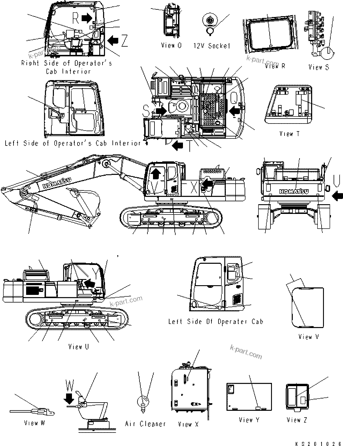 Komatsu parts book diagram for PC450LCHD-8 S/N K50001-UP: DECAL AND PLATE (6.7 BOOM) (PC450LC) (#K50017-)