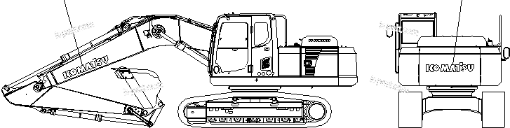 Komatsu parts book diagram for PC450LCHD-8 S/N K50001-UP: KOMATSU LOGO (BOOM AND COUNTER WEIGHT)