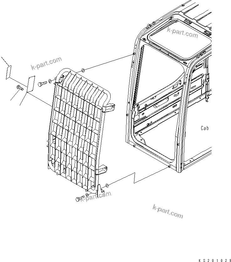 Komatsu parts book diagram for PC450LCHD-8 S/N K50001-UP: CAUTION PLATE (FRONT GUARD) (ENGLISH)