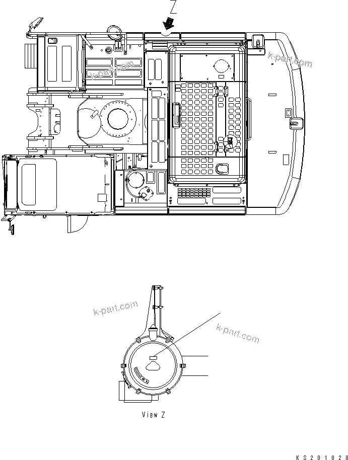 Komatsu parts book diagram for PC450LCHD-8 S/N K50001-UP: PLATE (AIR CLEANER DOUBLE ELEMENT) (LCHD)
