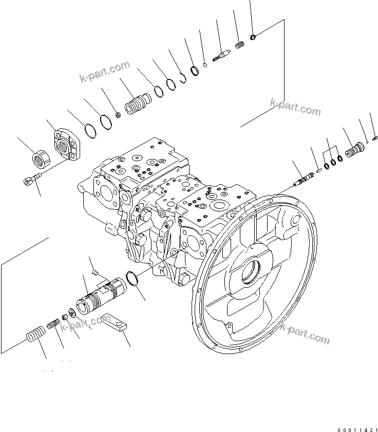 Komatsu parts book diagram for PC450LCHD-8 S/N K50001-UP: MAIN PUMP (4/11) (#K50001-K50483)