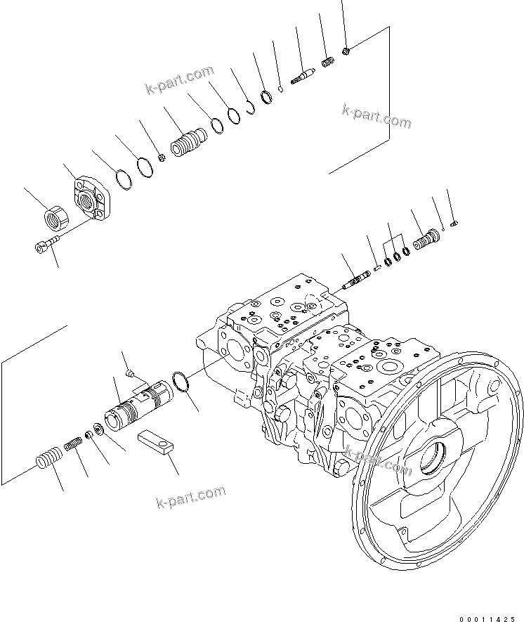 Komatsu parts book diagram for PC450LCHD-8 S/N K50001-UP: MAIN PUMP (8/11) (#K50484-)