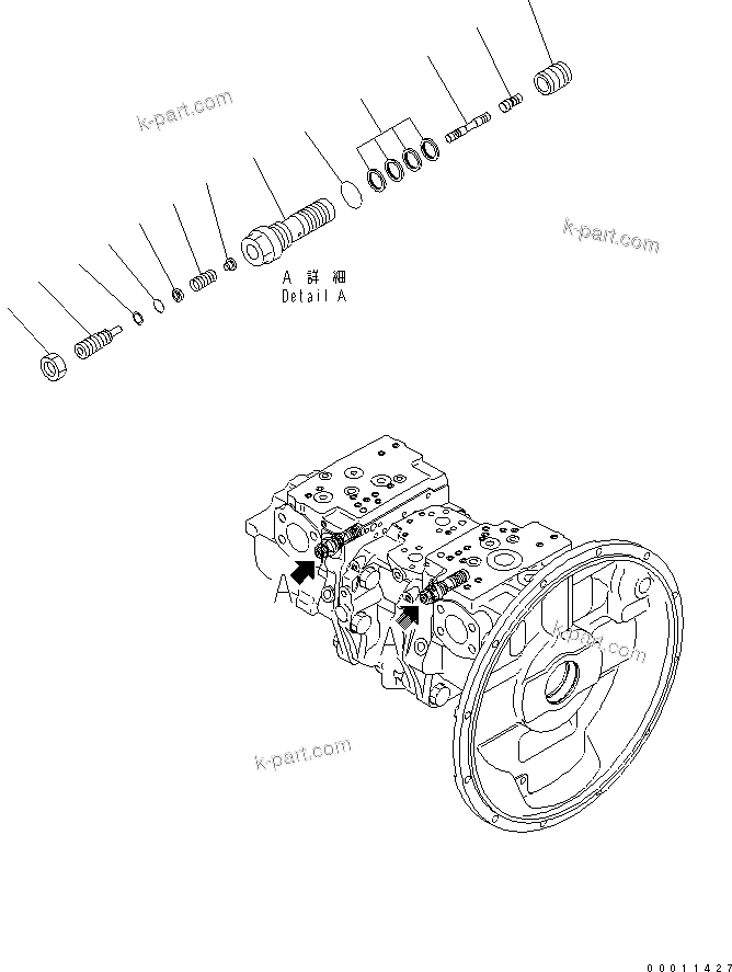 Komatsu parts book diagram for PC450LCHD-8 S/N K50001-UP: MAIN PUMP (10/11) (#K50484-)