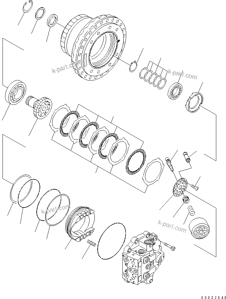 Komatsu parts book diagram for PC450LCHD-8 S/N K50001-UP: TRAVEL MOTOR (2/3)