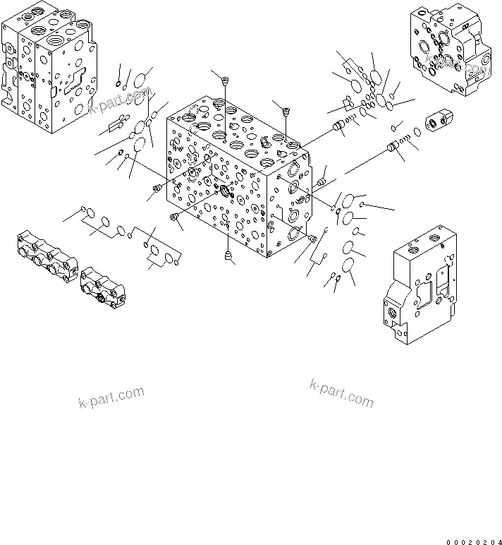 Komatsu parts book diagram for PC450LCHD-8 S/N K50001-UP: MAIN VALVE (1-ACTUATOR) (4/22) (#K50500-)