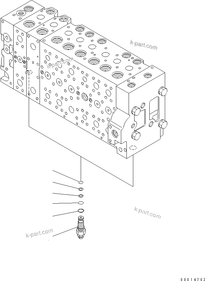 Komatsu parts book diagram for PC450LCHD-8 S/N K50001-UP: MAIN VALVE (1-ACTUATOR) (8/22) (#K50001-K50499)