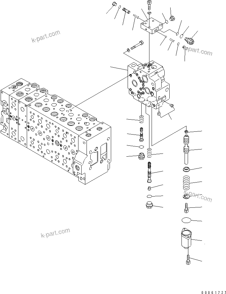 Komatsu parts book diagram for PC450LCHD-8 S/N K50001-UP: MAIN VALVE (1-ACTUATOR) (13/22) (#K50500-)