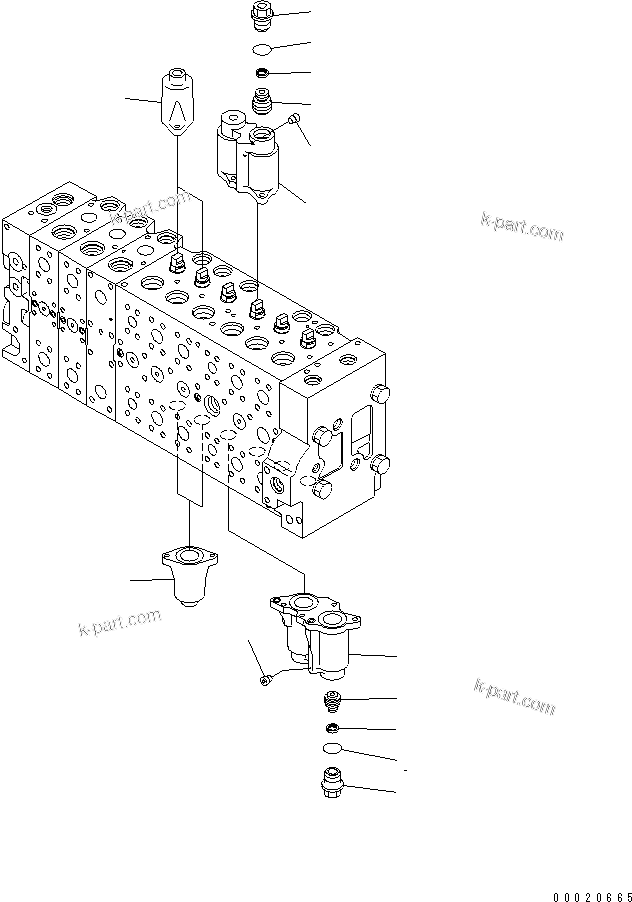 Komatsu parts book diagram for PC450LCHD-8 S/N K50001-UP: MAIN VALVE (2-ACTUATOR) (2/25) (#K50500-)