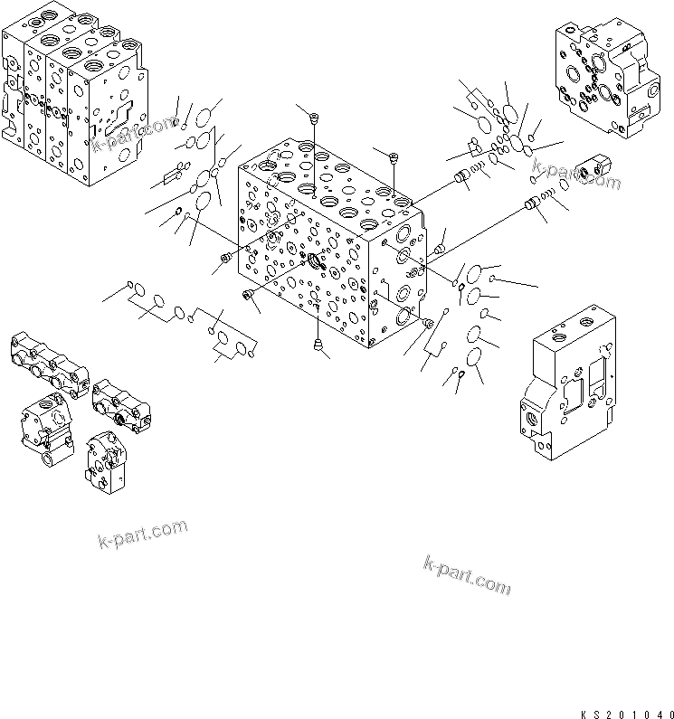 Komatsu parts book diagram for PC450LCHD-8 S/N K50001-UP: MAIN VALVE (2-ACTUATOR) (4/25) (#K50500-)