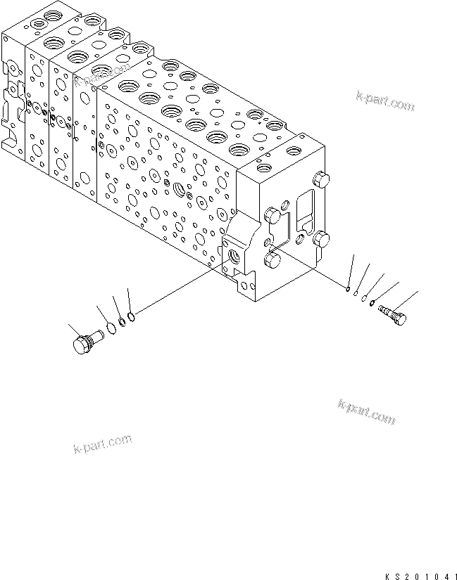 Komatsu parts book diagram for PC450LCHD-8 S/N K50001-UP: MAIN VALVE (2-ACTUATOR) (11/25) (#K50500-)