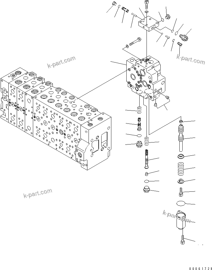 Komatsu parts book diagram for PC450LCHD-8 S/N K50001-UP: MAIN VALVE (2-ACTUATOR) (13/25) (#K50001-K50499)
