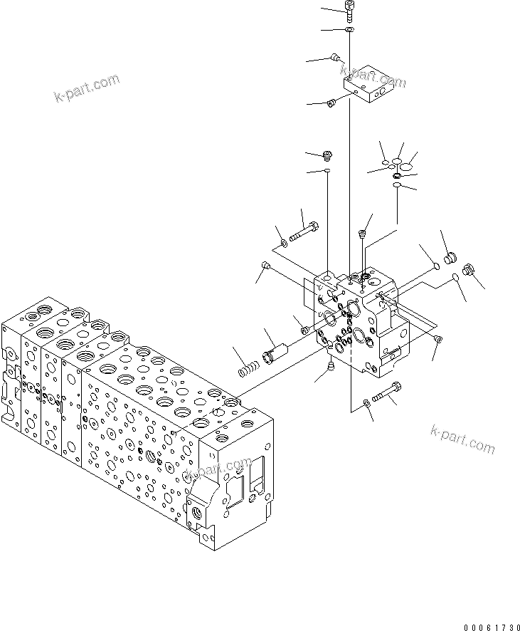 Komatsu parts book diagram for PC450LCHD-8 S/N K50001-UP: MAIN VALVE (2-ACTUATOR) (14/25) (#K50500-)
