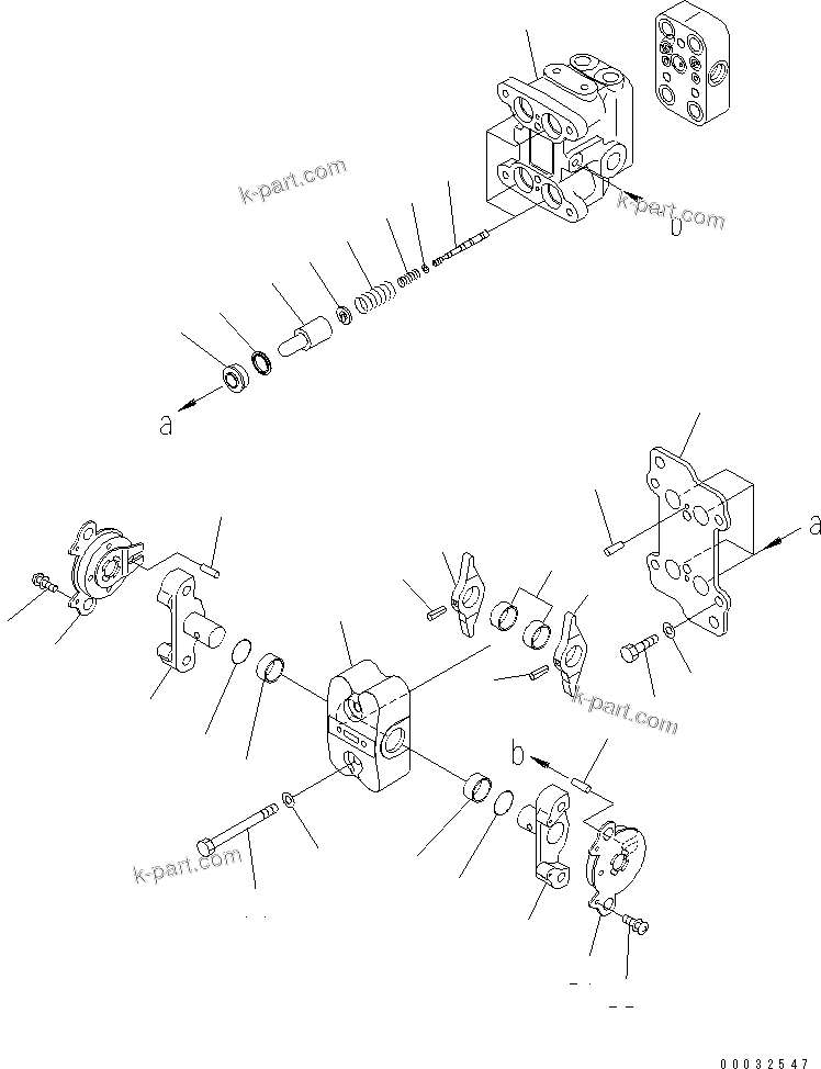 Komatsu parts book diagram for PC450LCHD-8 S/N K50001-UP: PPC VALVE (FOR TRAVEL) (1/2)