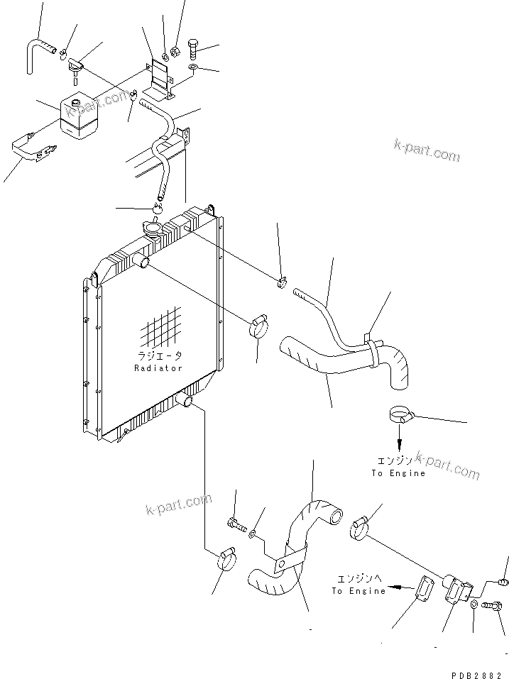 Komatsu parts book diagram for PC450LC-6Z S/N 10001-UP: COOLING (RADIATOR PIPING)(#10156-)