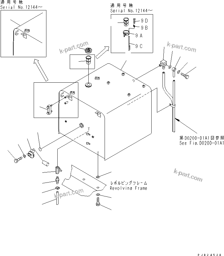 Komatsu parts book diagram for PC450LC-6Z S/N 10001-UP: FUEL TANK (WITH SELF SUPPLY PUMP)(#10001-12143)