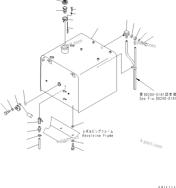 Komatsu parts book diagram for PC450LC-6Z S/N 10001-UP: FUEL TANK (WITH SELF SUPPLY PUMP)(#12144-)