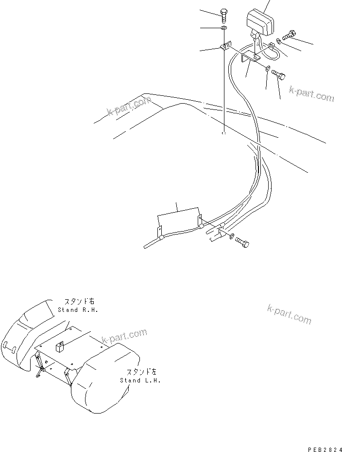 Komatsu parts book diagram for PC450LC-6Z S/N 10001-UP: REAR WORK LAMP(#10094-12047)
