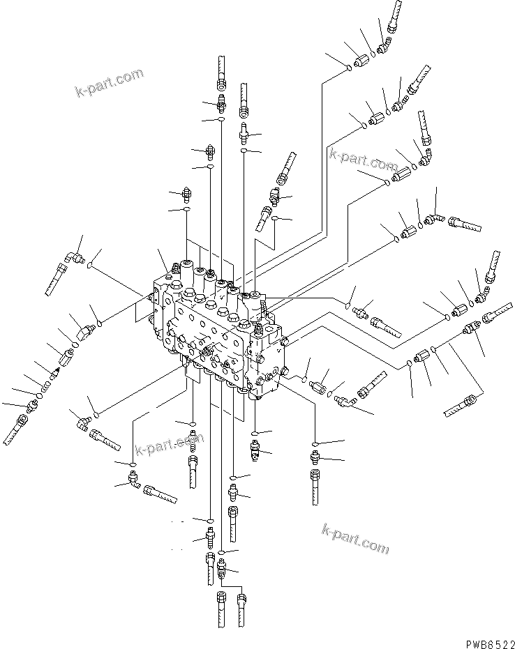 Komatsu parts book diagram for PC450LC-6Z S/N 10001-UP: MAIN VALVE (CONNECTING PARTS)(#12001-)
