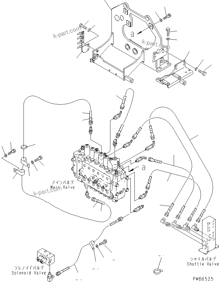 Komatsu parts book diagram for PC450LC-6Z S/N 10001-UP: MAIN VALVE (VALVE BRACKET)(#12001-)