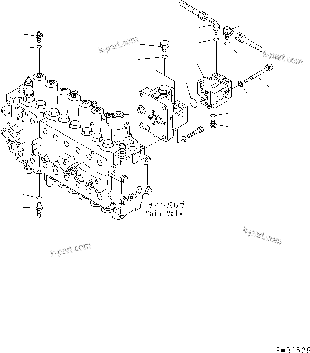 Komatsu parts book diagram for PC450LC-6Z S/N 10001-UP: MAIN VALVE (PLUG) (1 ACTUATOR)(#12001-)