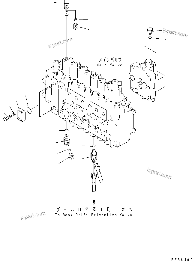 Komatsu parts book diagram for PC450LC-6Z S/N 10001-UP: MAIN VALVE (PLUG)(#10267-11999)