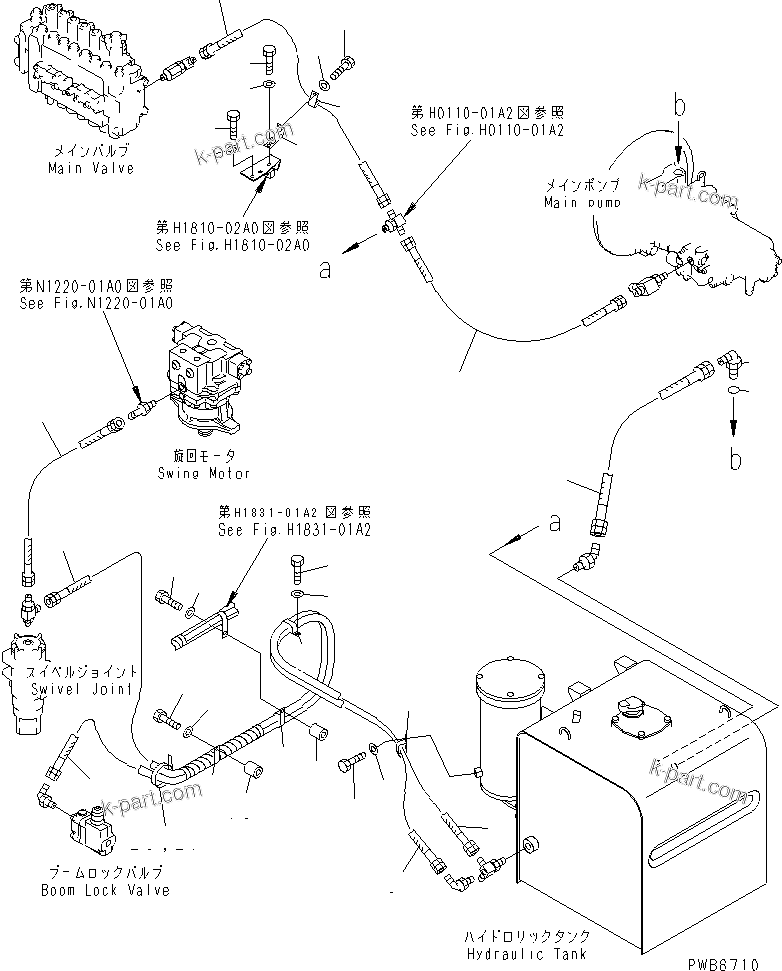 Komatsu parts book diagram for PC450LC-6Z S/N 10001-UP: DRAIN LINES(#12001-12143)
