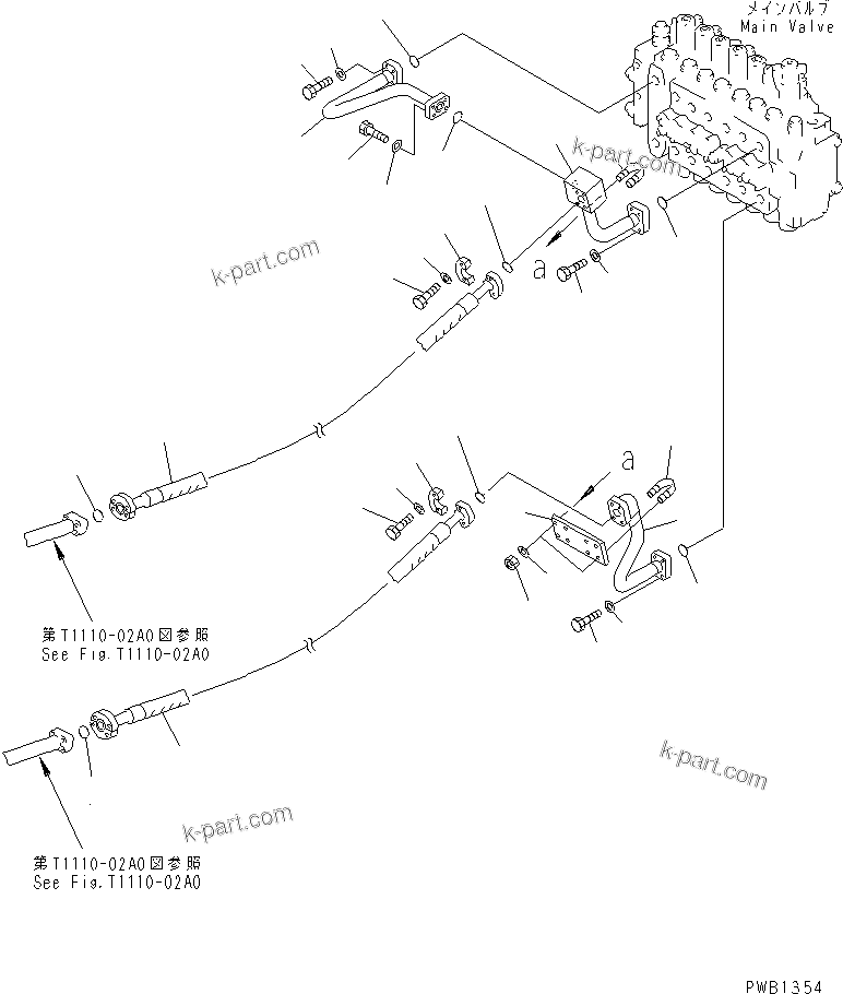 Komatsu parts book diagram for PC450LC-6Z S/N 10001-UP: ARM AND BUCKET LINE (VALVE ARM LINE)