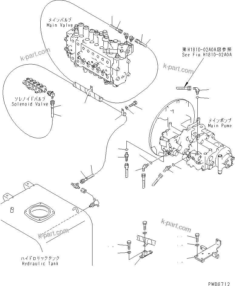 Komatsu parts book diagram for PC450LC-6Z S/N 10001-UP: LS LINE (GEAR PUMP LINE) (WITHOUT EPC VALVE)(#12001-)