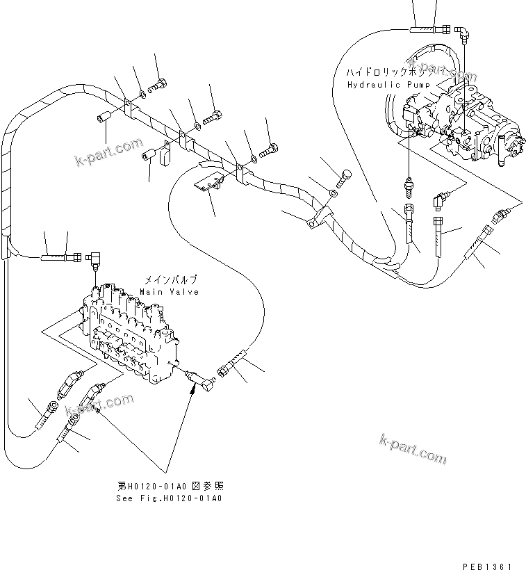 Komatsu parts book diagram for PC450LC-6Z S/N 10001-UP: LS LINE (PUMP TO VALVE)(#10001-11999)