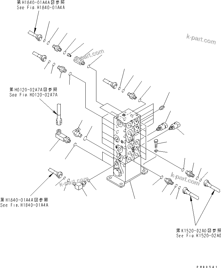 Komatsu parts book diagram for PC450LC-6Z S/N 10001-UP: SHUTTLE VALVE(#12001-)