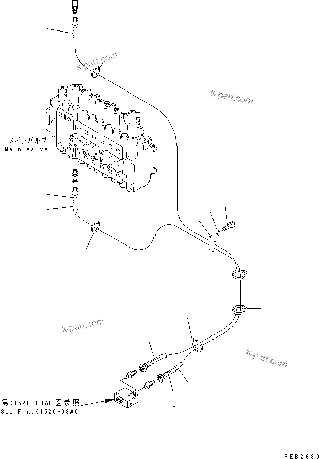 Komatsu parts book diagram for PC450LC-6Z S/N 10001-UP: PPC MAIN LINE (ADDITIONAL PPC LINE) (1 ACTUATOR)(#10156-)