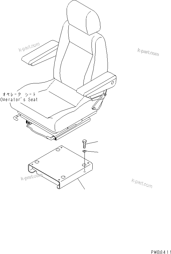 Komatsu parts book diagram for PC450LC-6Z S/N 10001-UP: OPERATOR'S SEAT STAND (RIGID TYPE)(#12001-12143)