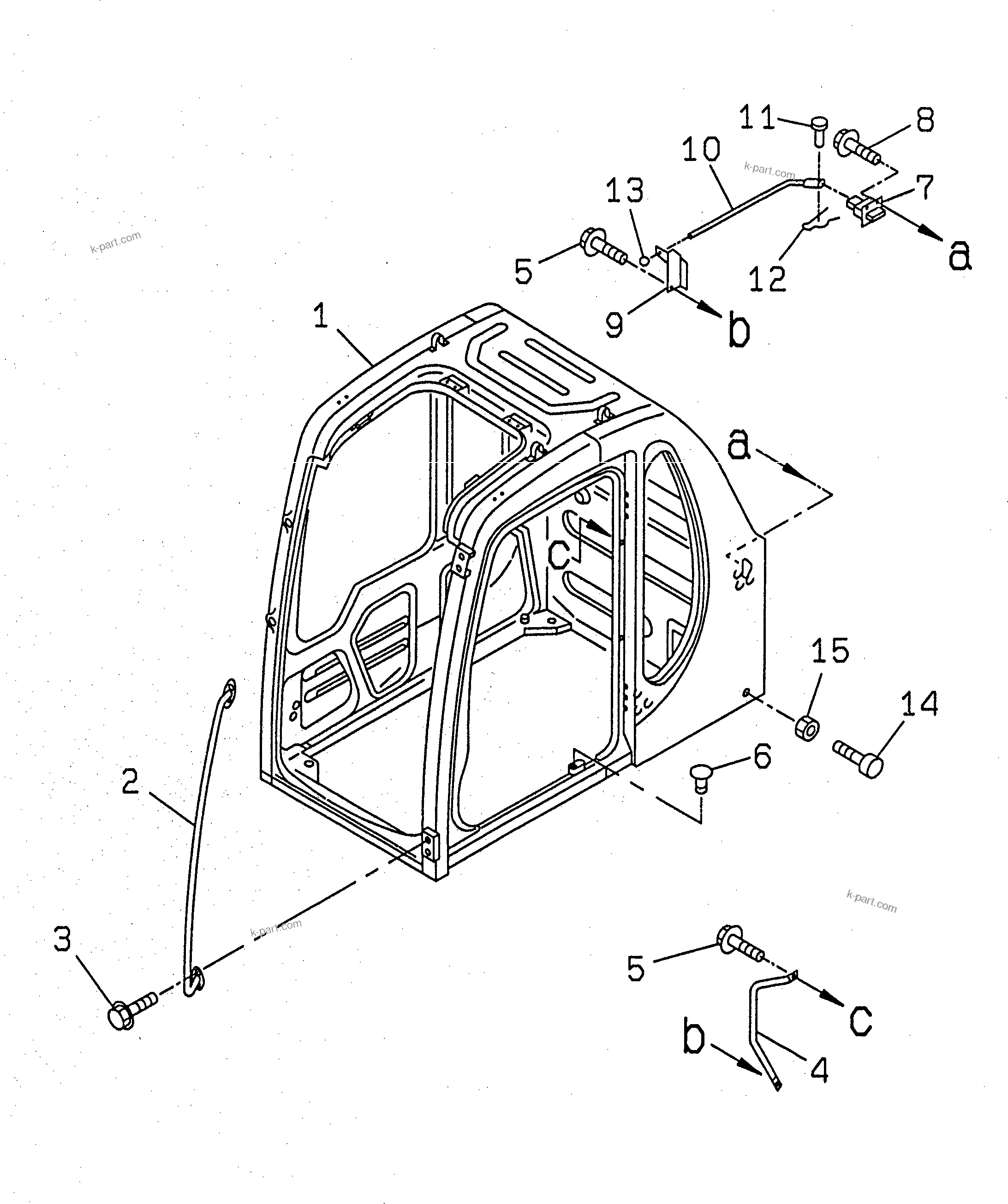 Komatsu parts book diagram for PC450LC-6Z S/N 10001-UP: OPERATOR'S CAB (CAB ? GRIP AND OPEN LOCK) (FOR GUARD)(#10156-)