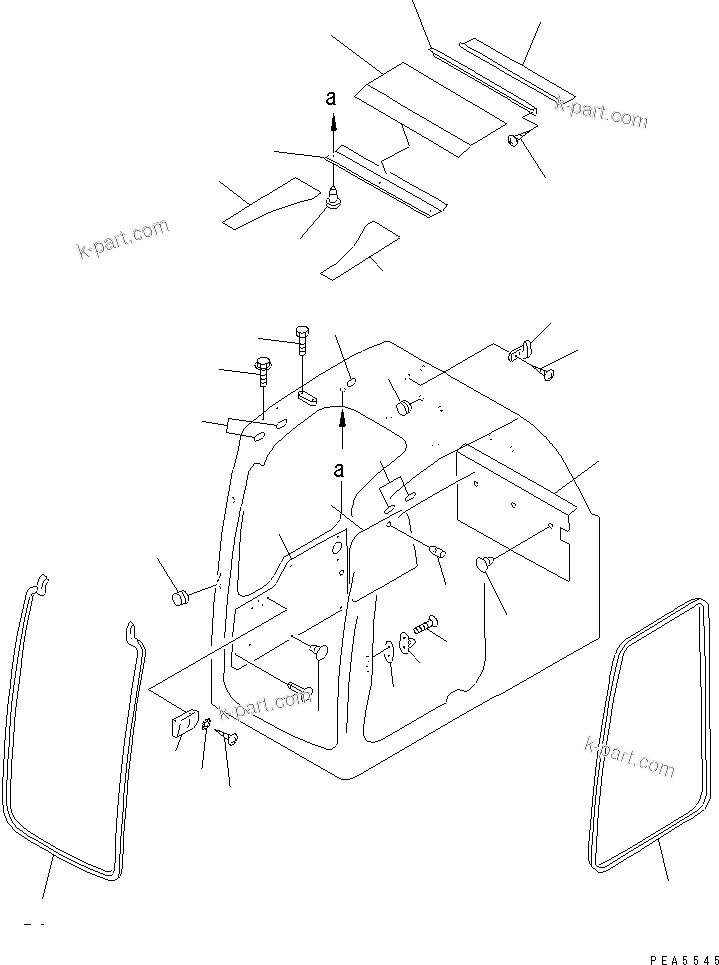 Komatsu parts book diagram for PC450LC-6Z S/N 10001-UP: OPERATOR'S CAB (INSIDE COVER) (WITH GUARD)(#10156-11999)