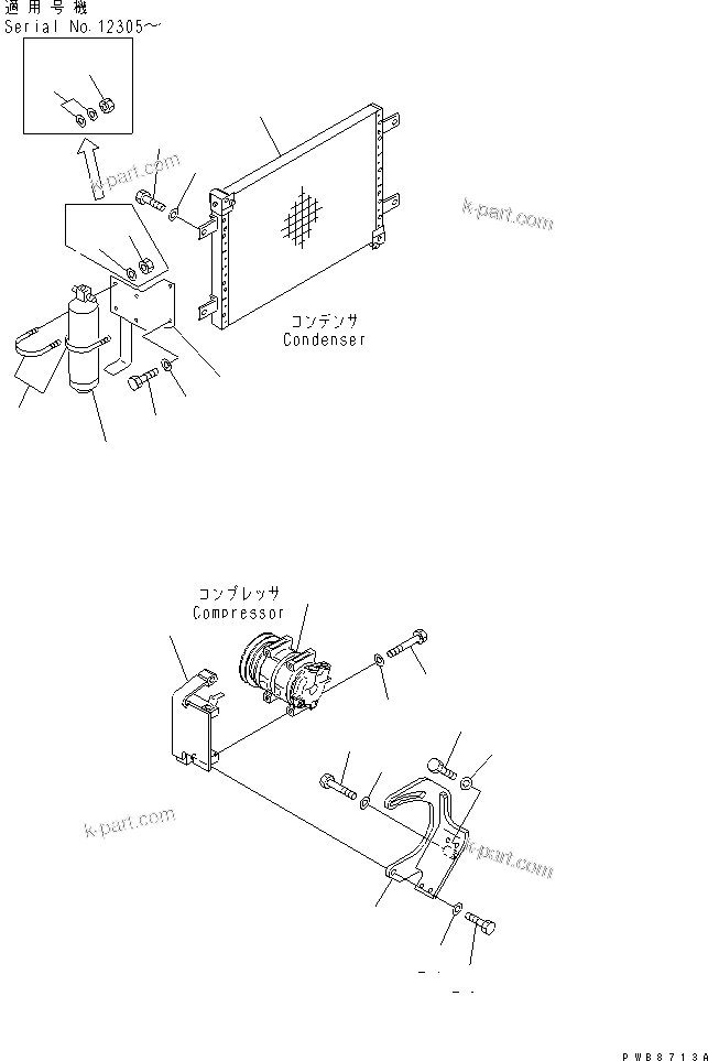 Komatsu parts book diagram for PC450LC-6Z S/N 10001-UP: AIR CONDITIONER (UNIT)(#12001-)