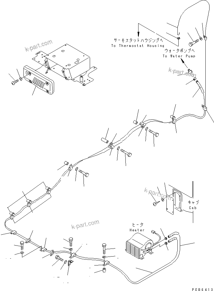 Komatsu parts book diagram for PC450LC-6Z S/N 10001-UP: CAR HEATER(#10209-11999)