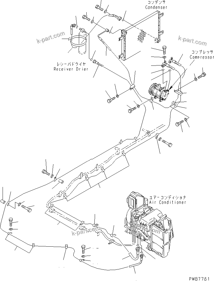 Komatsu parts book diagram for PC450LC-6Z S/N 10001-UP: AIR CONDITIONER (COOLING LINES)(#12001-)