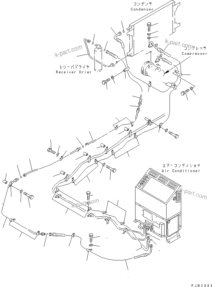 Komatsu parts book diagram for PC450LC-6Z S/N 10001-UP: AIR CONDITIONER (COOLING LINES)(#10156-11999)