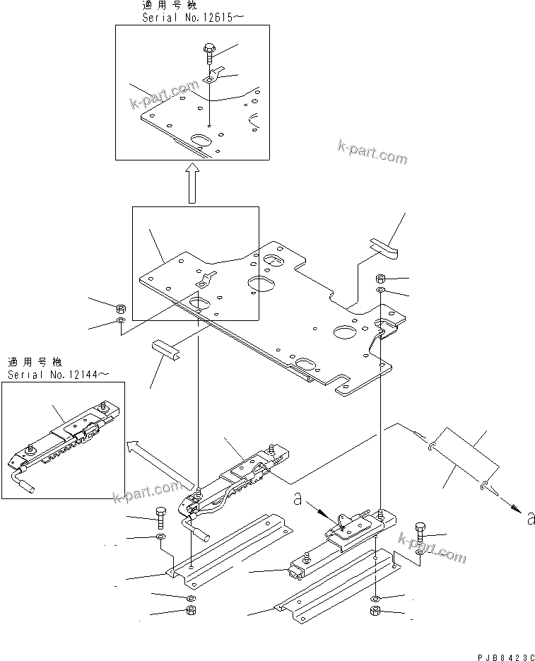 Komatsu parts book diagram for PC450LC-6Z S/N 10001-UP: FLOOR FRAME (LEFT STAND) (BASE AND COVER) (WITH RADIO)(#12001-)