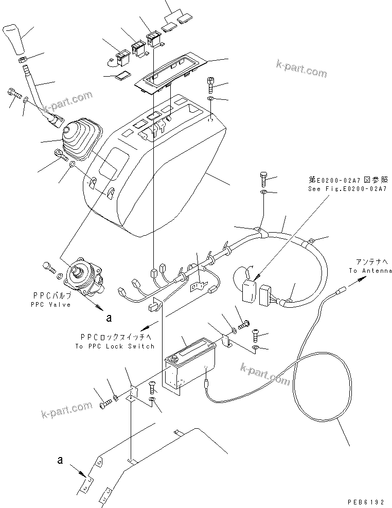 Komatsu parts book diagram for PC450LC-6Z S/N 10001-UP: FLOOR FRAME (LEFT STAND) (LEVER L.H. AND HARNESS) (WITH RADIO)(#10209-11999)