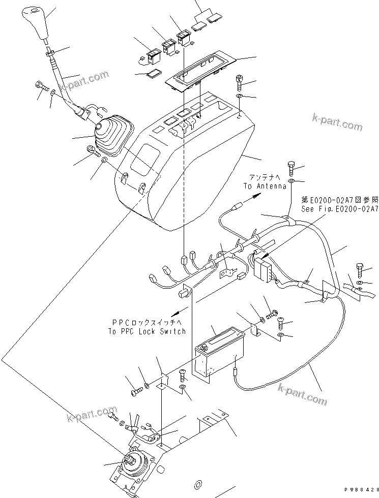 Komatsu parts book diagram for PC450LC-6Z S/N 10001-UP: FLOOR FRAME (LEFT STAND) (LEVER L.H. AND HARNESS) (WITH ONE TOUCH DECEL)(#12001-)