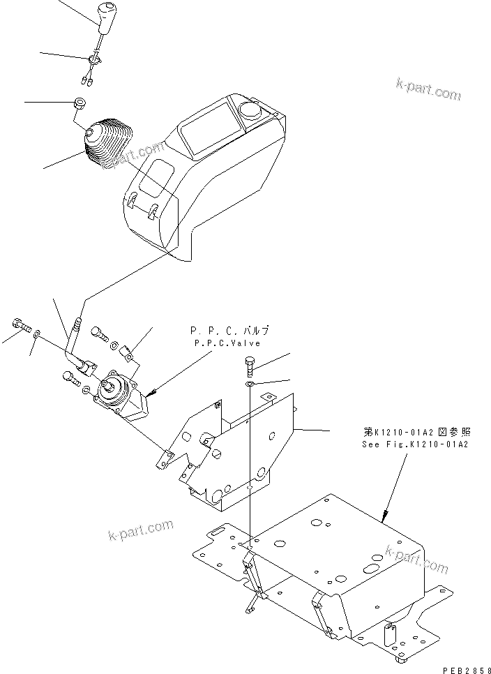 Komatsu parts book diagram for PC450LC-6Z S/N 10001-UP: RIGHT STAND (STAND AND LEVER)(#10156-10208)