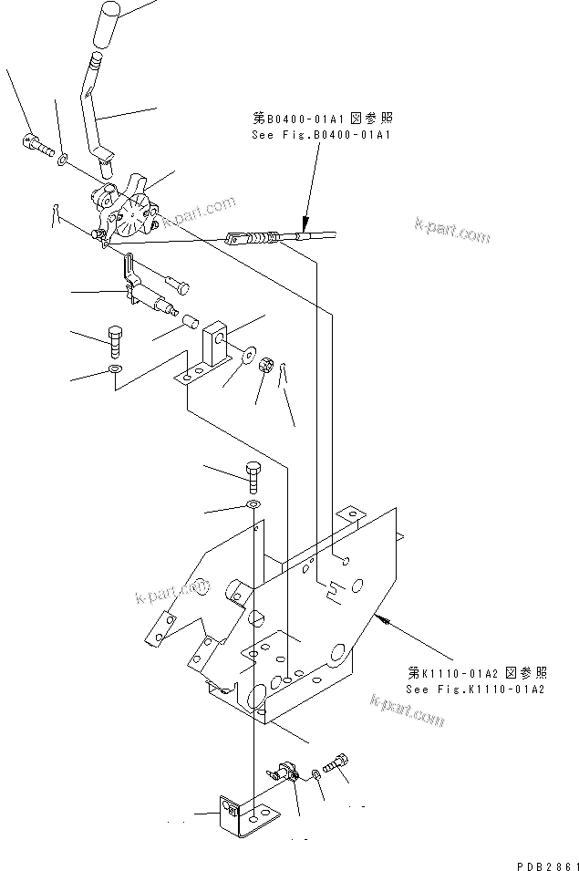Komatsu parts book diagram for PC450LC-6Z S/N 10001-UP: RIGHT STAND (FUEL CONTROL LEVER) (MECHANICAL GOVERNOR CONTROL)(#10156-10208)