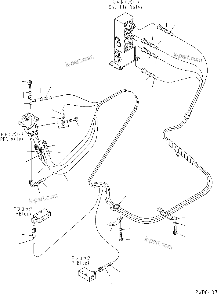 Komatsu parts book diagram for PC450LC-6Z S/N 10001-UP: FLOOR FRAME (PPC WORK LINE) (HOSE)(#12001-12143)