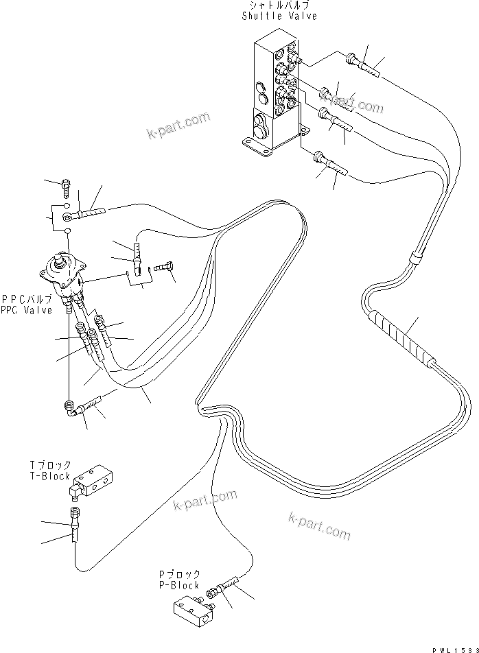 Komatsu parts book diagram for PC450LC-6Z S/N 10001-UP: FLOOR FRAME (PPC WORK LINE) (HOSE)(#12144-)