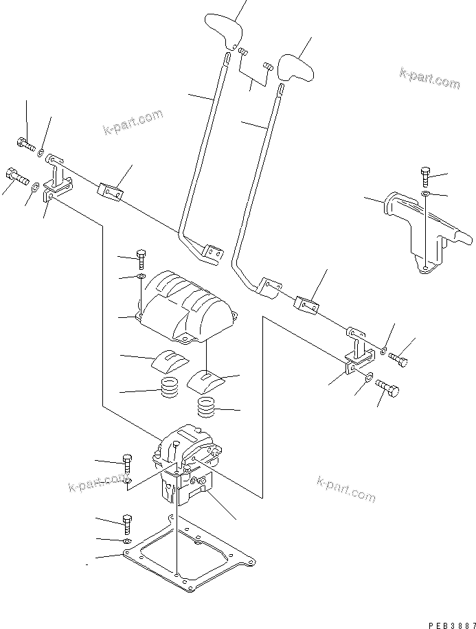 Komatsu parts book diagram for PC450LC-6Z S/N 10001-UP: TRAVEL LEVER (1 ACTUATOR)(#10156-10208)